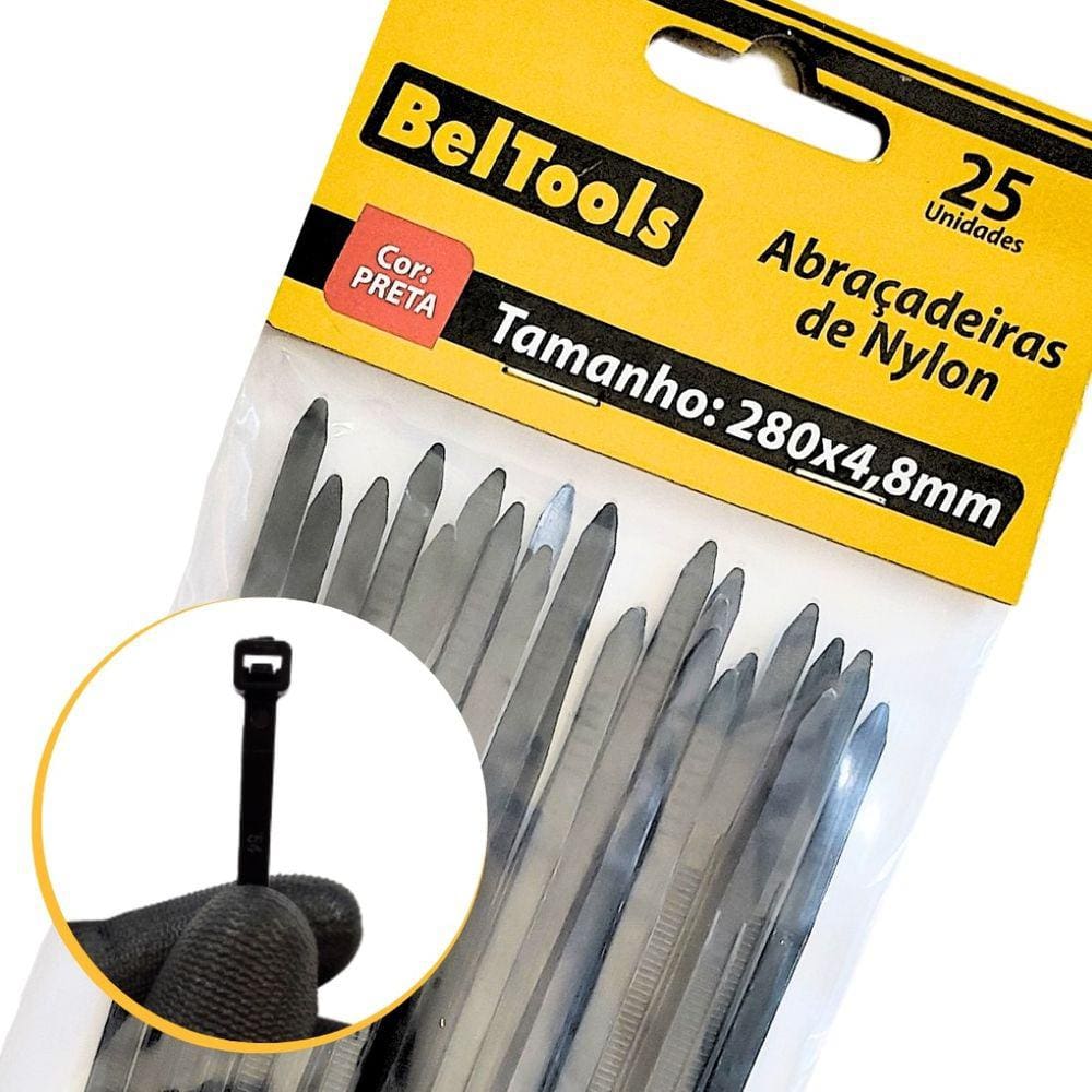 Combo 25 Abraçadeira Nylon 280x4,8mm Preta Beltools