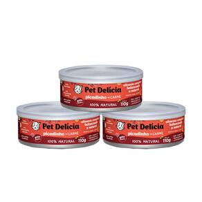 KIT 3 Ração Úmida Pet Delícia Gatos Picadinho de Carne 110g