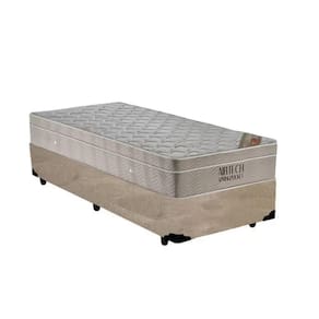 Cama Box Solteiro + Colchão de Molas Ensacadas Ortobom Airtech Bege 88cm - Suporta até 150 Kg Por Pessoa