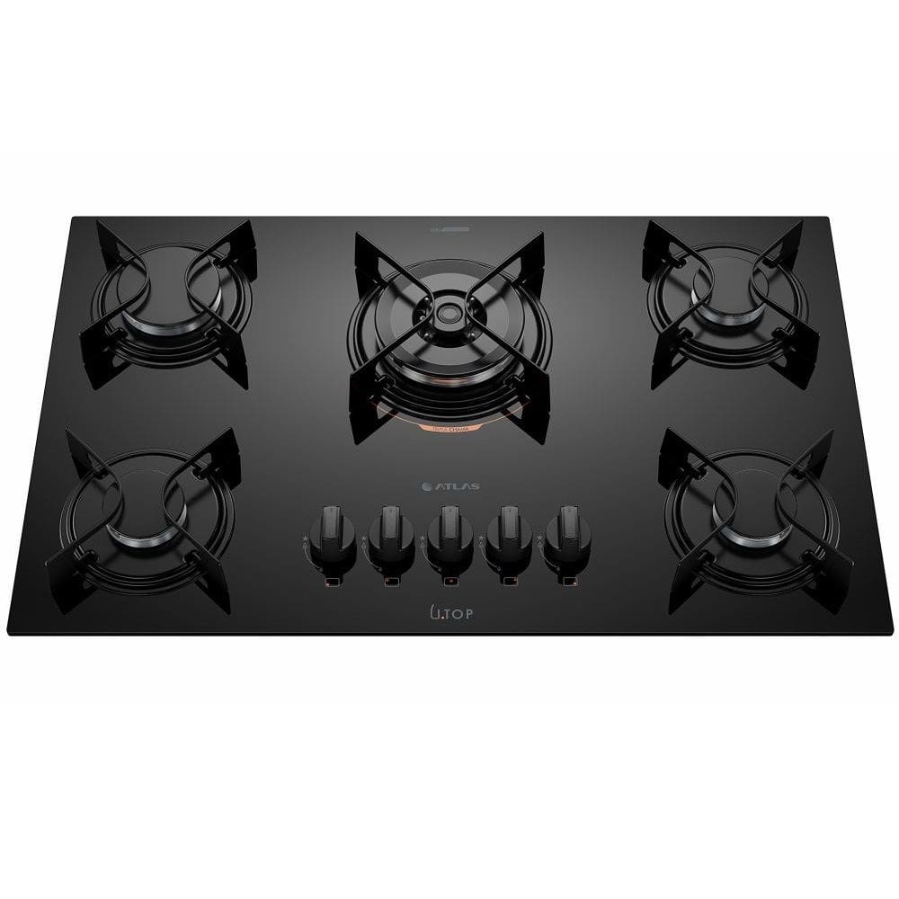 Cooktop Atlas UTOP 5 bocas com mesa de vidro preto bivolt