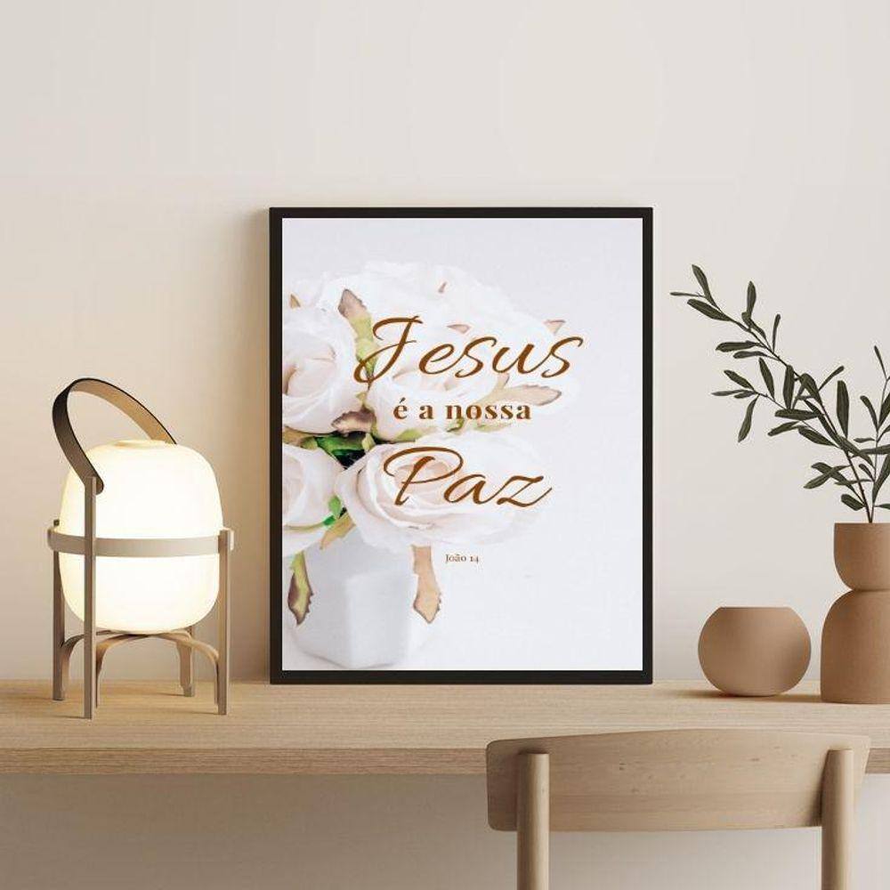 Quadro Decorativo Evangélico Jesus É A Nossa Paz 45X34Cm