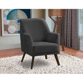 Poltrona Decorativa Sala de Jantar Magali Lisa Veludo Cinza Grafite LANSOFBR
