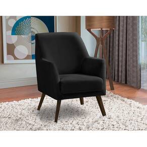 Poltrona Decorativa Sala de Jantar Magali Lisa Veludo Preto LANSOFBR