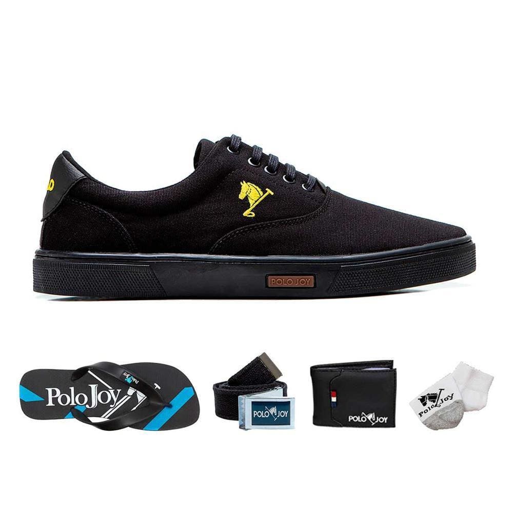 Kit Sapatênis Lona com Chinelo Carteira Cinto Meia Casual