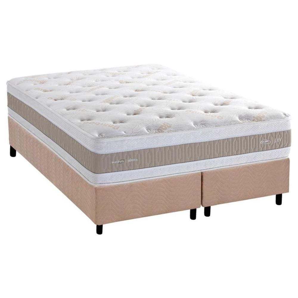 Cama Box King: Colchão Molas Ensacadas Herval MasterPocket Royals Sleep C1666 + Base CRC Suede Clean(193x203x35)