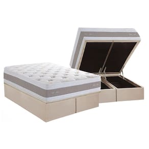 Conjunto Box Baú King: Colchão Molas Herval MasterPocket Ensacadas Royals Sleep C1666 Pillow Top + Base CRC Suede Clean(193x203x35)