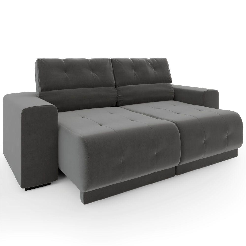 Sofá Mamflex Retrátil e Reclinável Taurus 2 Lugares 3080 em tecido Veludo Cinza