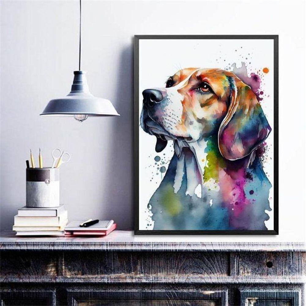 Quadro Decorativo Beagle Aquarela 24X18Cm