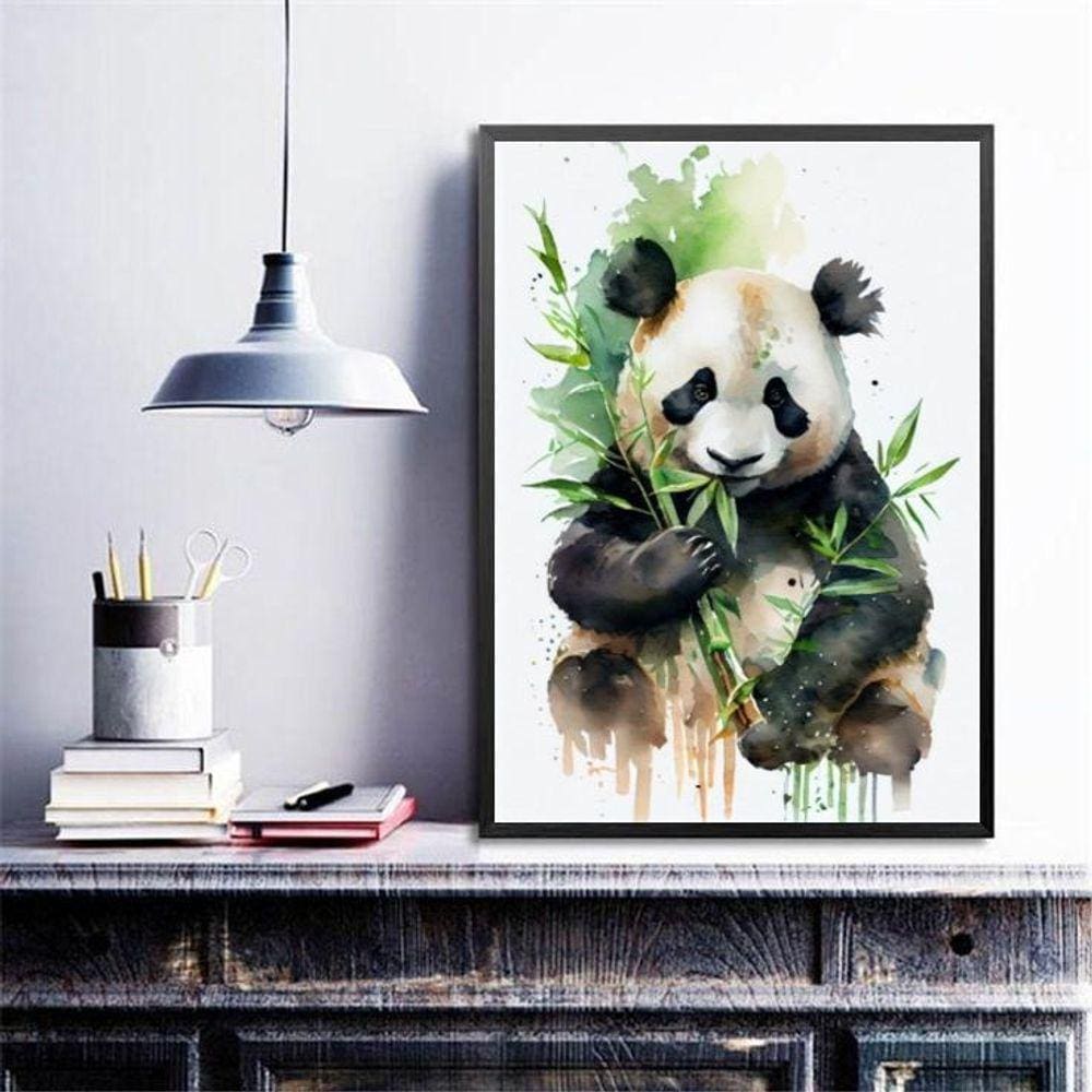 Quadro Decorativo Panda Aquarela 33X24Cm