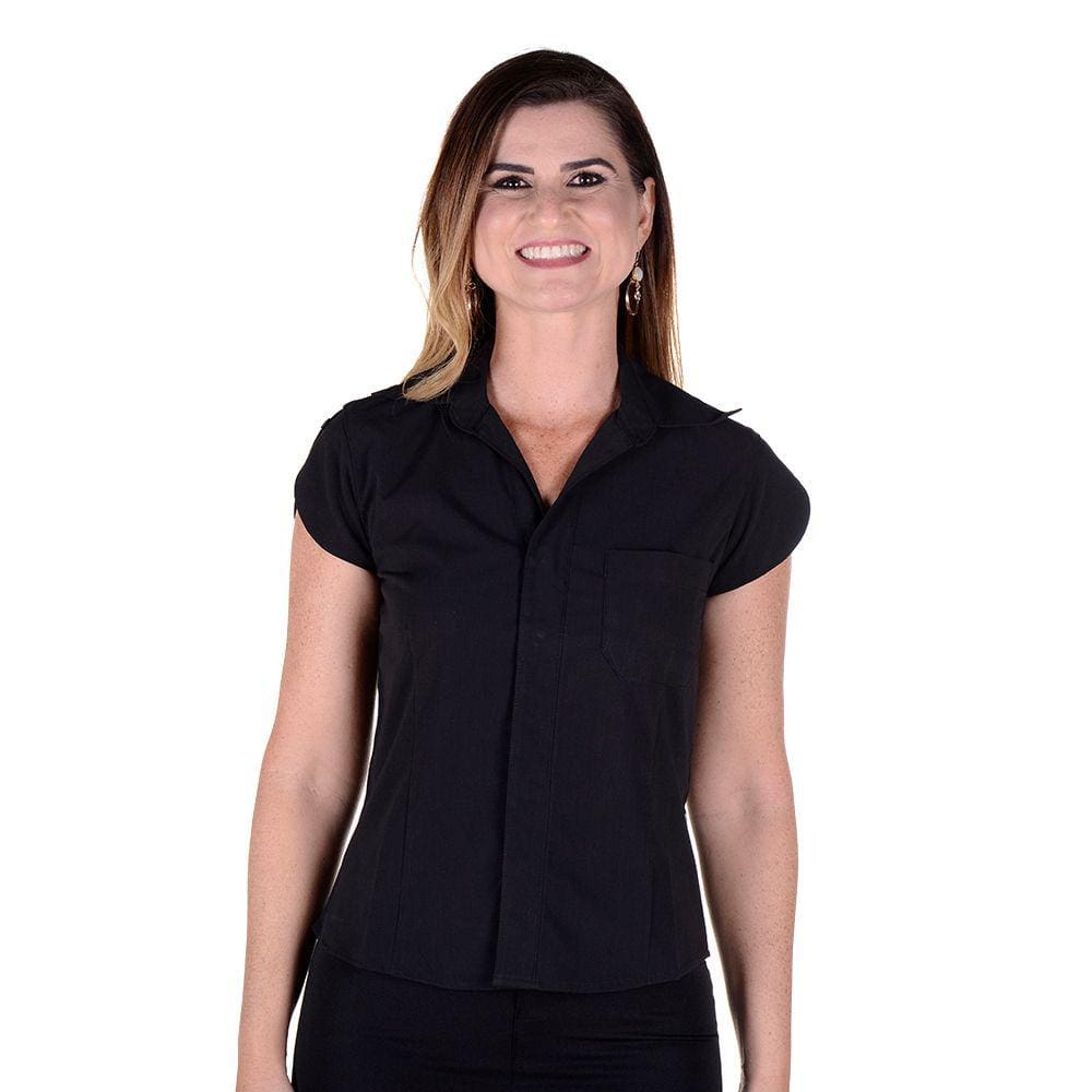 Camisete Feminina Profissional Tecido em Poplin Manga Curta - Preto