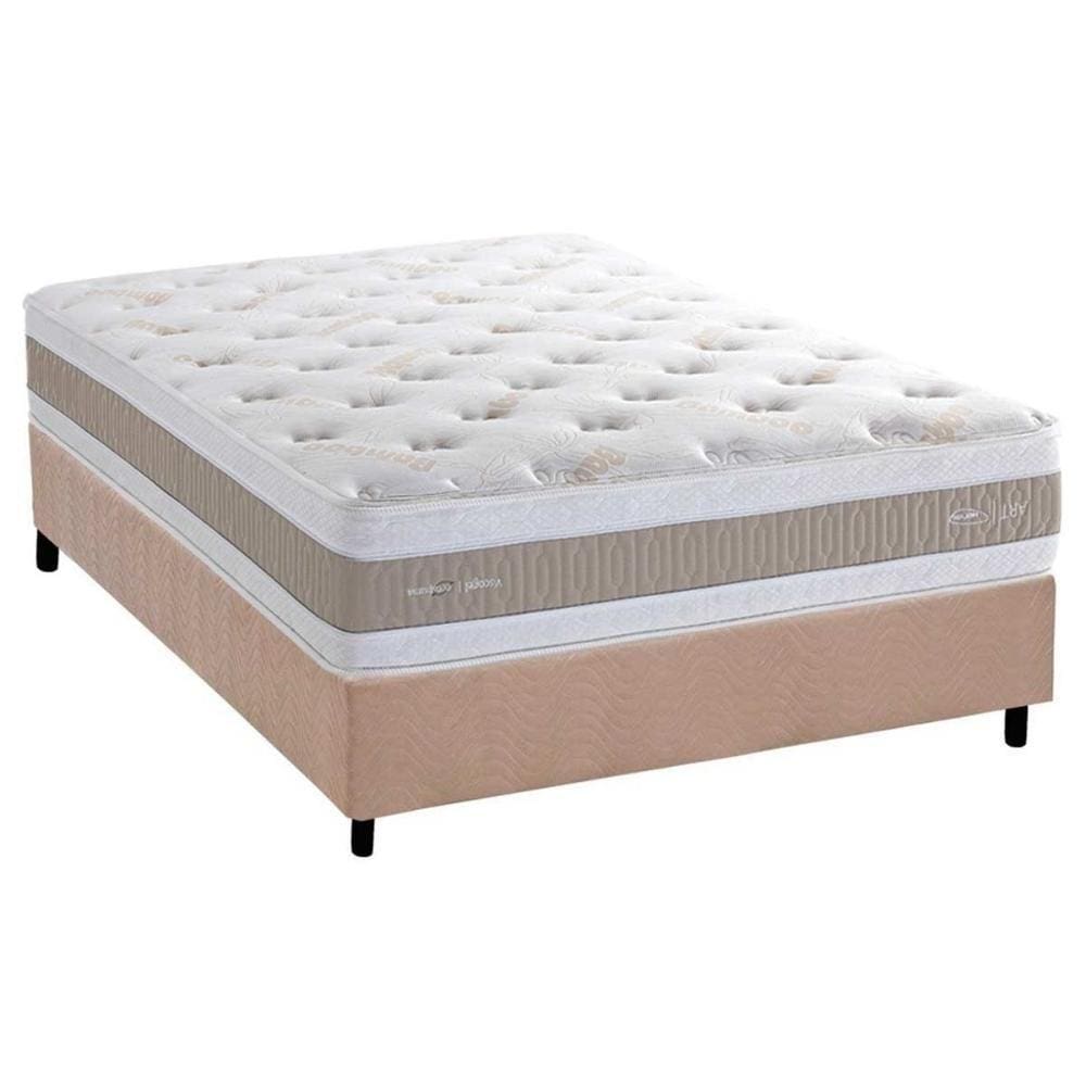 Conjunto Box Casal: Colchão Molas Herval MasterPocket Ensacadas Royals Sleep C1666 + Base CRC Suede Clean(138x188x35)