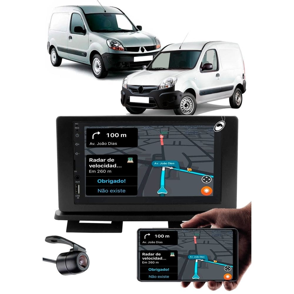 Multimídia 7" Polegadas Renault Kangoo 1998 até 2018 + Câmera de Ré