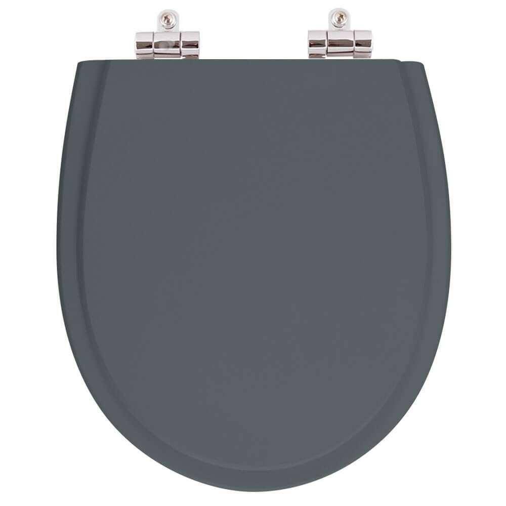 Assento Sanitário Poliester Soft Close Polo Cinza Plus para vaso Hervy