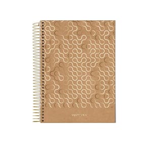 Caderno Espiral Kraft Gold Ondas Jandaia 1 Matéria 80 Fls