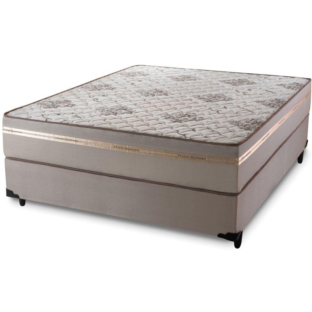 Conjunto Cama Box de Casal Hellen Strong One Face com espuma D45 1.38 – Bege/Marrom