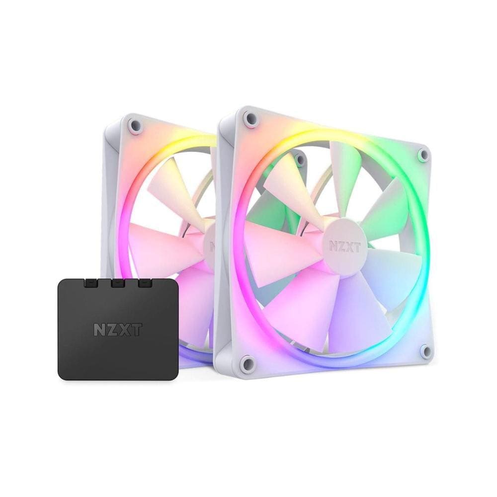 Kit com 2 Coolers com Controlador NZXT RGB Serie F 140mm Branco RF-R14DF-W1
