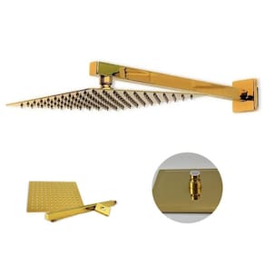 Ducha Chuveiro Slim Dourado 20X20 Quadrado Suporte Parede Ba