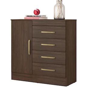 Cômoda Demobile Montevideu 4 gavetas com sapateira 1 porta Ebano Touch 105