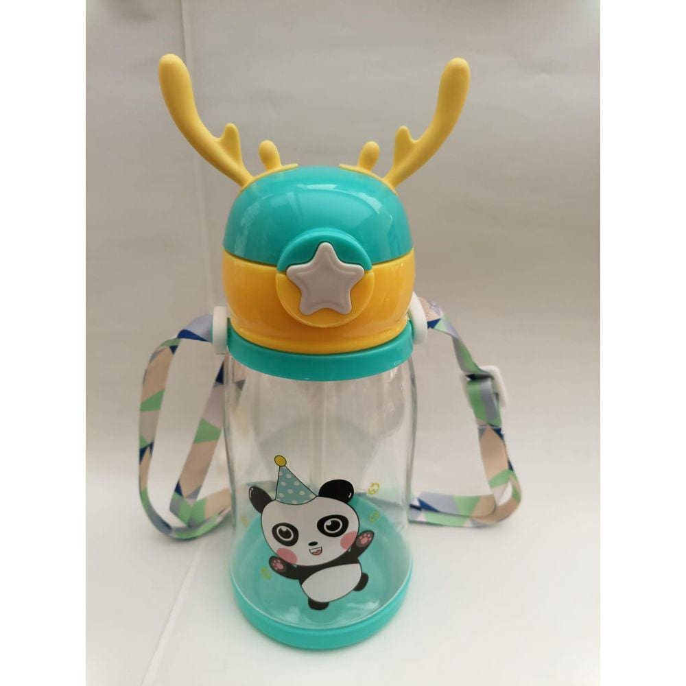 Garrafa Alce Verde E Amarela Estampa Panda 550 Ml Água