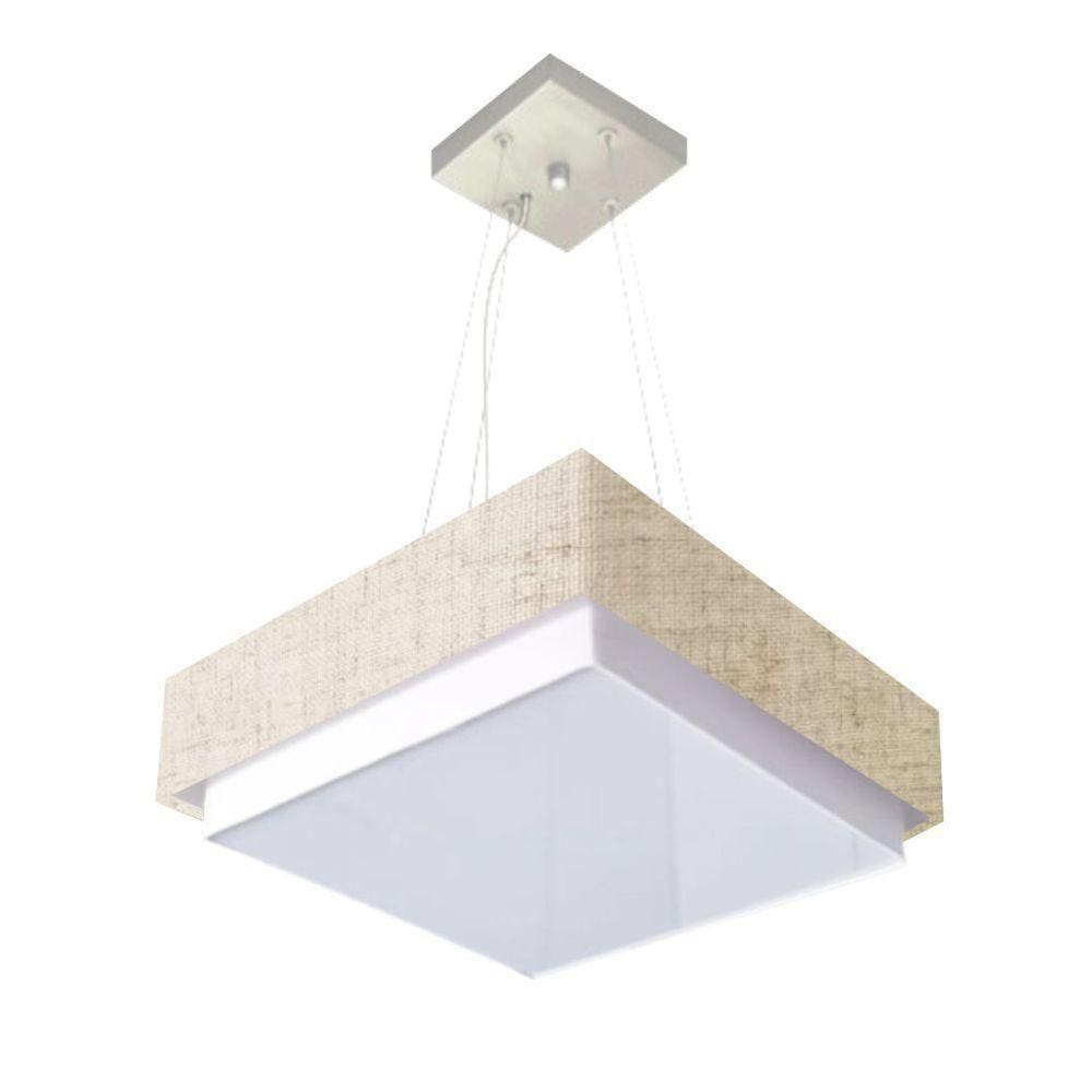 Lustre Para Sala De Jantar Vivare Md-4403 Cúpula Em Tecido 45x45cm Cor Rustico-bege Bivolt
