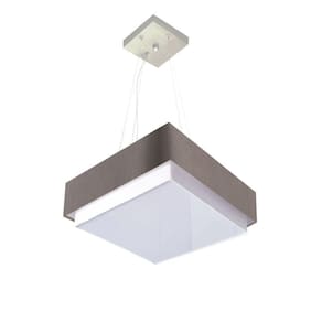 Lustre Para Sala De Jantar Vivare Md-4402 Cúpula Em Tecido 40x40cm Cor Cinza-escuro Bivolt