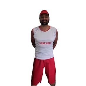 Fantasia Salva Vidas Adulto Masculino Carnaval Tema Profissão Life Guard Bloquinho Bombeiro