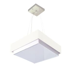 Lustre Para Sala De Jantar Vivare Md-4403 Cúpula Em Tecido 45x45cm Cor Branco Bivolt