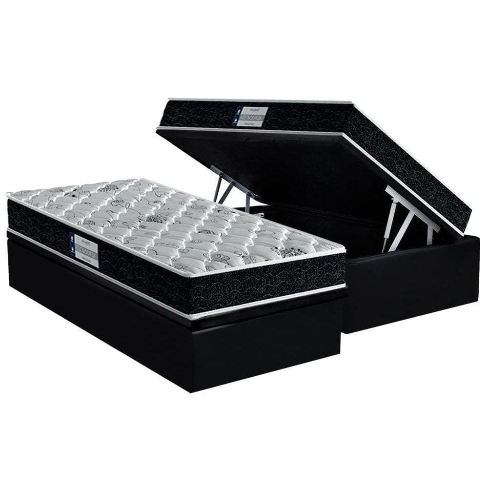 Cama Box Baú Solteiro: Colchão Anatômico Probel D45 / EP Firmepedic ProDormir Advanced Tech2000 + Base CRC Suede Black(88x188)