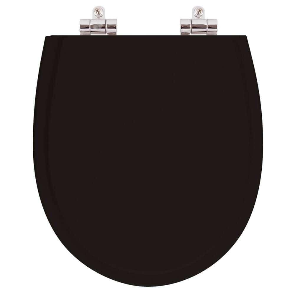 Assento Sanitario Poliester com Amortecedor Polo Preto para Vaso Hervy