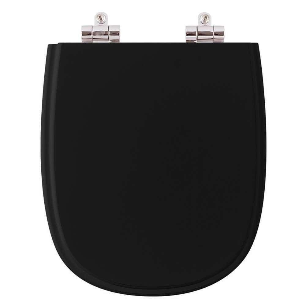 Assento Sanitário Poliester Soft Close Sabatini Preto para vaso Icasa