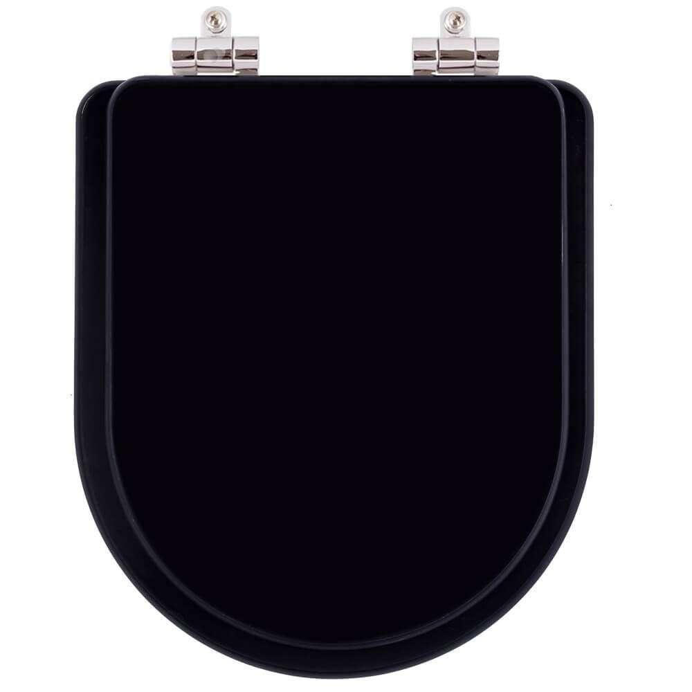 Tampa De Vaso Sanitario Poliester Com Amortecedor Carrara Preto Ebano Fosco Para Bacia Deca