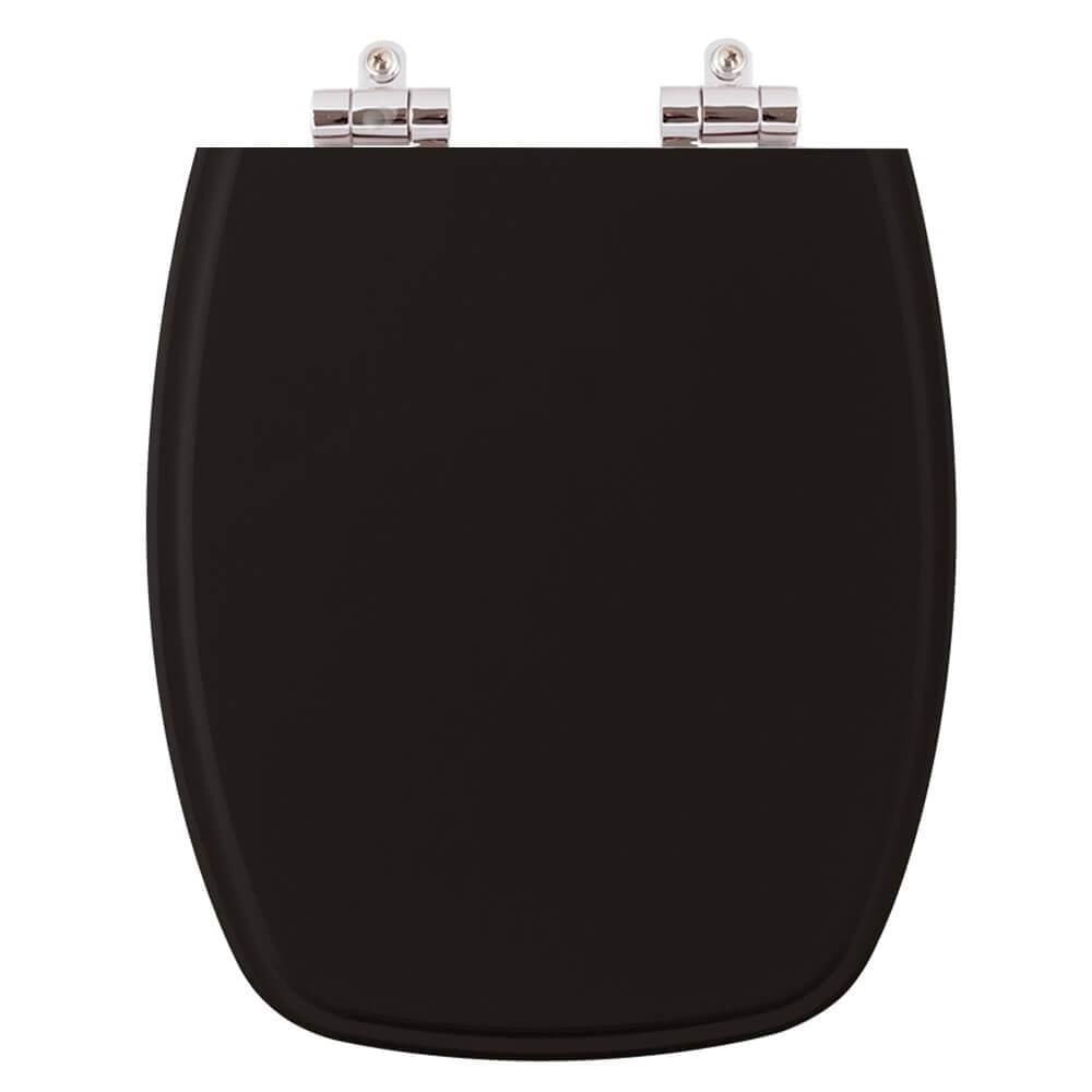 Tampa de Vaso Sanitário Poliéster com Amortecedor Primula Plus Preto para bacia Fiori