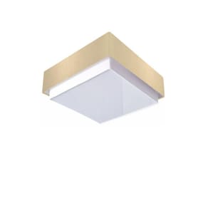 Plafon Quadrado Vivare Md-3089 Cúpula Em Tecido 40x40cm Algodão-crú Bivolt