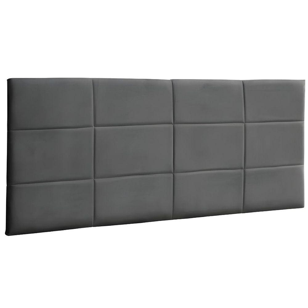 Cabeceira Painel Cama Box King Size 193cm Raissa Suede Cinza