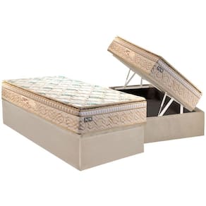 Conjunto Box Baú Solteiro: Colchão Molas Paropas MasterPocket Ensacadas Eco Bamboo + Base CRC Courano Clean(88x188)