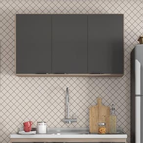 Armário Aéreo 120cm 3 Portas Firenze Avena Touch/Grafito
