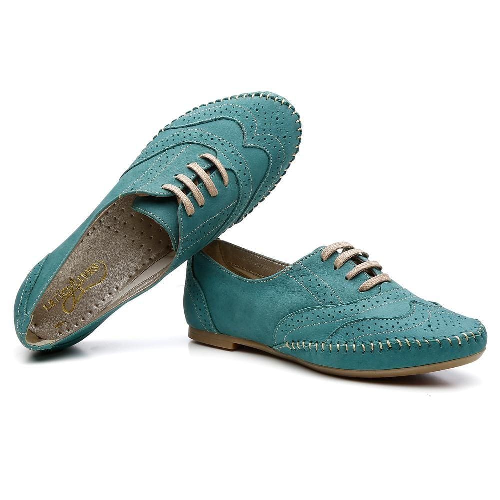 Sapato Oxford Couro Feminino Cadarço Brogue Conforto Estilo