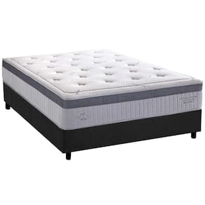 Cama Box Casal: Colchão Molas Ensacadas Herval MasterPocket Serenity Dream C1663 Pillow Top + Base CRC Suede Gray(138x188x35)