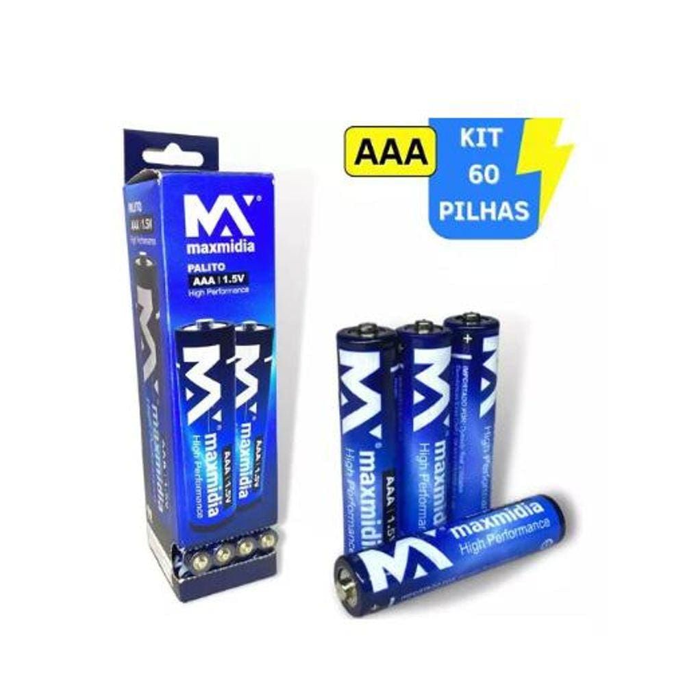 Pilha AA cilíndrica Maxmidia 1,5v caixa com 60 unidades