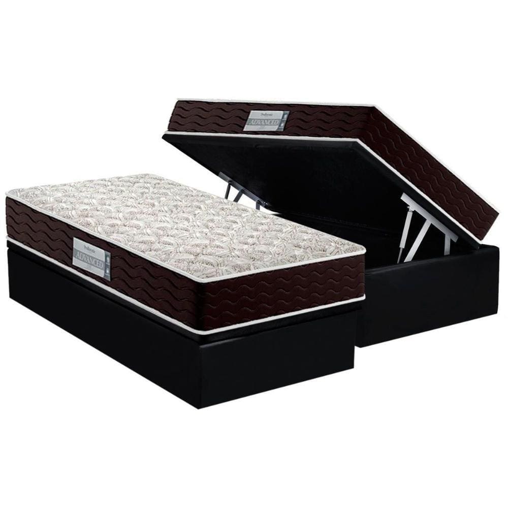 Conjunto Box Baú Solteiro: Colchão Espuma Probel D33 ProDormir Advanced + Base CRC Suede Black(88x188)