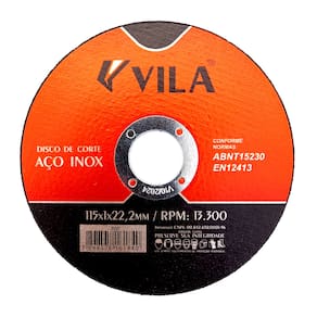 Disco de Corte 4.1/2 Pol. para Aco e Inox - Vila