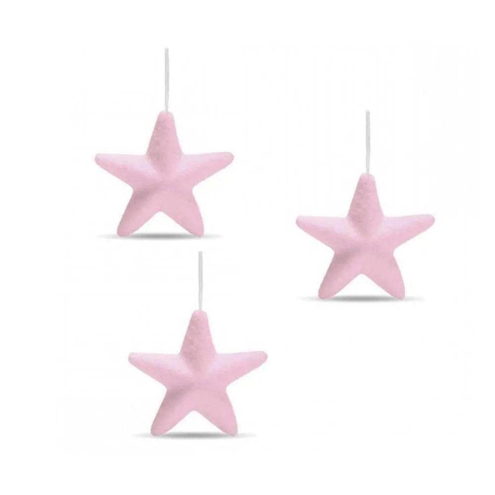 Enfeite Pendente Estrela Rosa Com 3