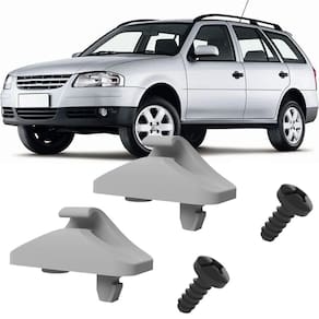 Kit Grampos Presilhas Suportes Cinza Claro Com Parafuso Quebra Sol Parati G4 2006 a 2011 2012 2013