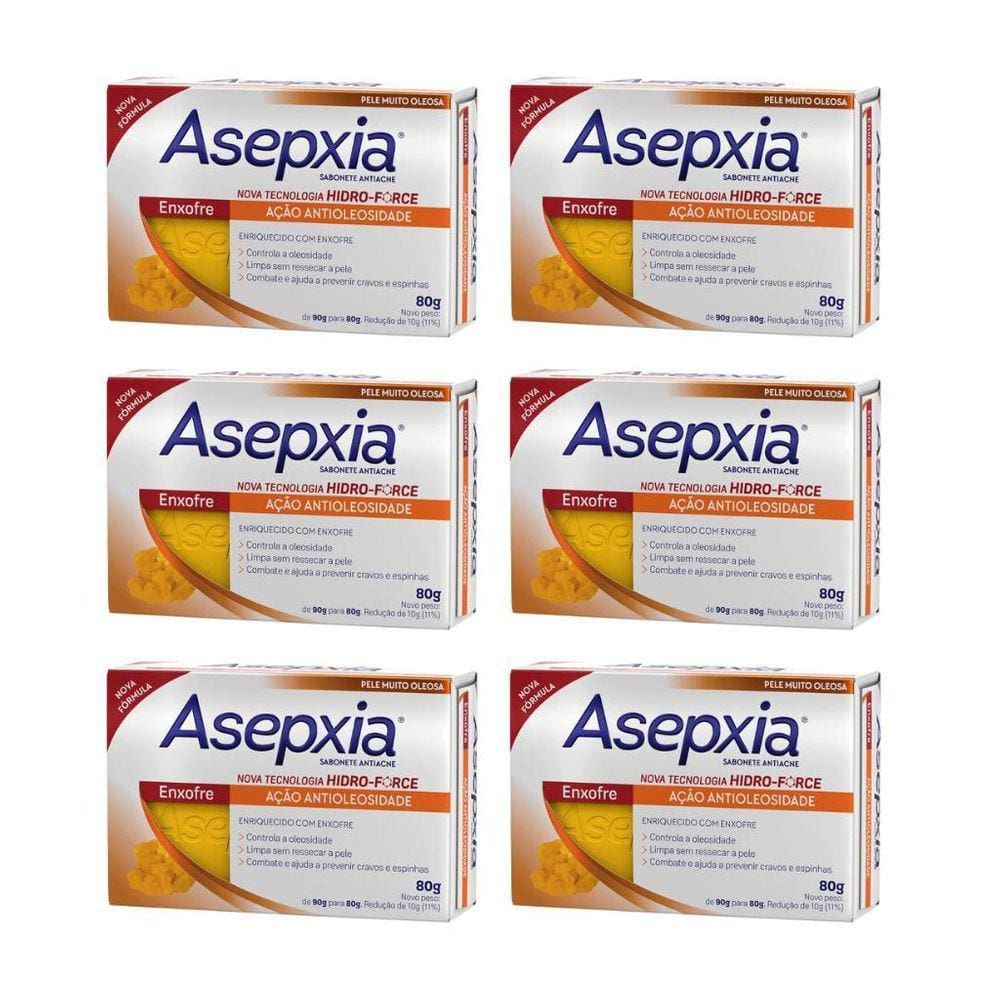 Sabonete Asepxia 80G Enxofre - Kit Com 6Un