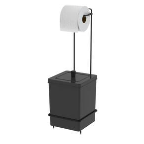 Suporte Porta Papel Higiênico Com Lixeira Quadrada 6,5 Litros De Banheiro Preto - 1632PT Future