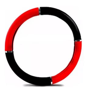 Capa de Volante VERMELHO com Anel Cromado Universal