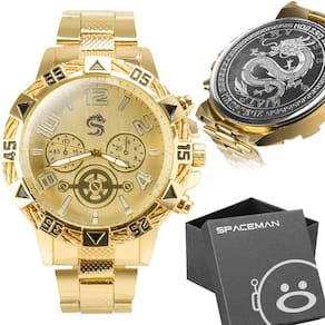 Relogio Masculino Grande Dourado Aço Inox + Caixa