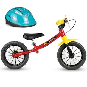 Bicicleta Balance Bike sem Pedal Masculina Fast com Capacete Azul Turquesa