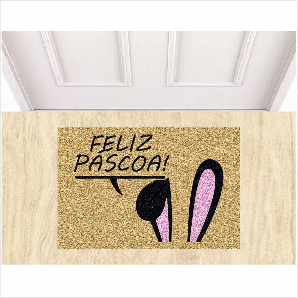 Tapete Capacho De Entrada Feliz Páscoa.