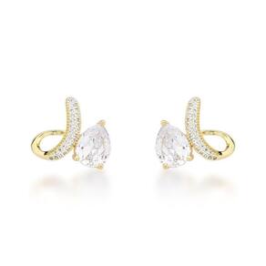 Brinco Delicado Zircônio Gota Banhado A Ouro 18k